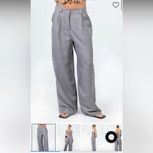 Nwt lioness baggy linen grey pants